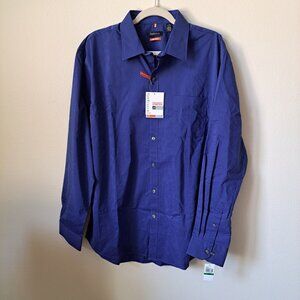 Van Heusen Traveler Performance Stretch Blue Mens Long Sleeved Shirt Size L New